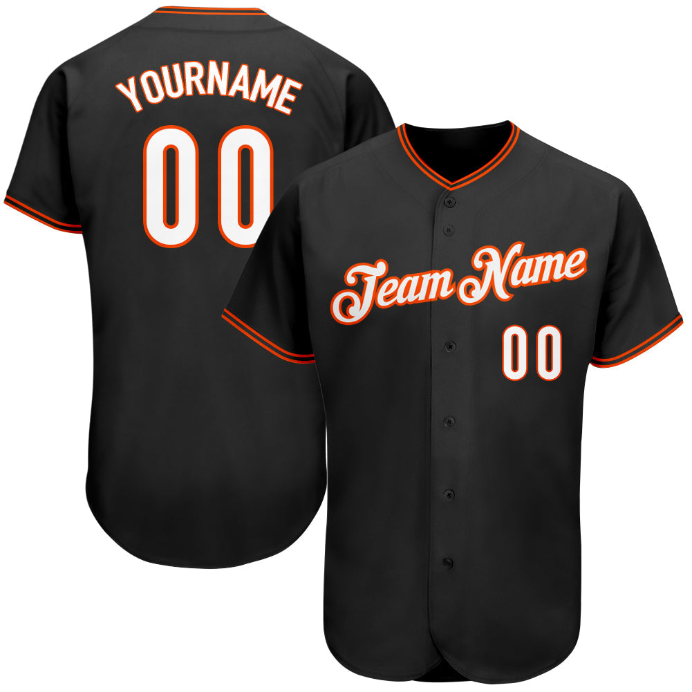 Custom Black Orange Baseball Jersey