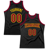 Custom Black Maroon-Gold Authentic Throwback Basketball Jersey