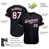 Custom Black Royal Pinstripe White-Red Authentic Baseball Jersey