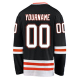 Custom Black White-Orange Hockey Jersey