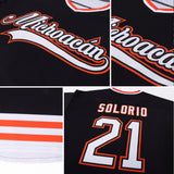 Custom Black White-Orange Hockey Jersey