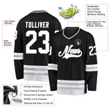 Custom Black White-Gray Hockey Jersey