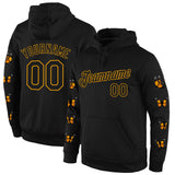 Custom Stitched Black Black-Gold 3D Pattern Design Butterfly Sports Pullover Sweatshirt Hoodie