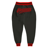 Custom Black Black-Red Sports Pants