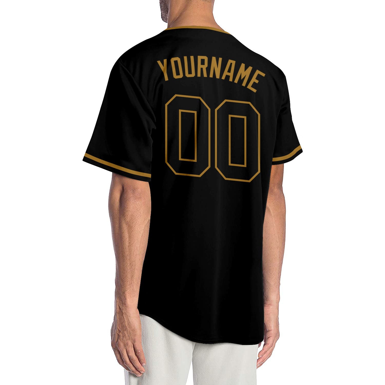 Custom Purple Black Pinstripe Black-Old Gold Authentic Baseball Jersey  Discount