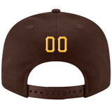 Custom Brown Gold-White Stitched Adjustable Snapback Hat