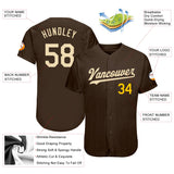 Custom Brown Cream-Gold Authentic Baseball Jersey