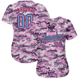 Custom Camo Light Blue-Pink Authentic Salute To Service Baseball Jersey