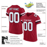 Custom Cardinal White-Black Mesh Authentic Football Jersey