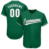 Custom Kelly Green White-Gray Baseball Jersey