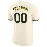 Custom Cream Navy-Gold Performance T-Shirt