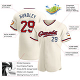 Custom Cream Red-Navy Authentic Baseball Jersey