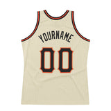 Custom Cream Black-Orange Authentic Throwback Basketball Jersey