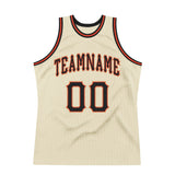 Custom Cream Black-Orange Authentic Throwback Basketball Jersey