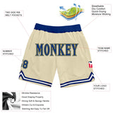 Custom Cream Royal-Gold Authentic Throwback Basketball Shorts