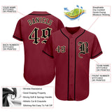 Custom Crimson Black-City Cream Authentic Baseball Jersey