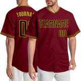 Custom Crimson Black-Gold Authentic Baseball Jersey