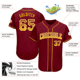 Custom Crimson Gold-White Authentic Drift Fashion Baseball Jersey