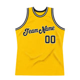 Custom Gold Black-White Authentic Throwback Basketball Jersey