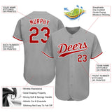 Custom Gray Red-White Authentic Baseball Jersey