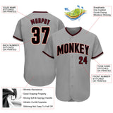 Custom Gray Black-Crimson Authentic Baseball Jersey