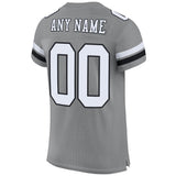 Custom Gray White-Black Mesh Authentic Football Jersey