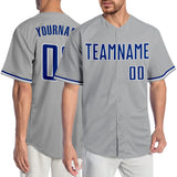 Custom Gray Royal-White Authentic Baseball Jersey