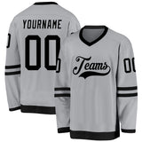 Custom Gray Black Hockey Jersey