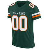 Custom Green White-Orange Mesh Authentic Football Jersey