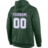 Custom Stitched Green White-Purple Sports Pullover Sweatshirt Hoodie