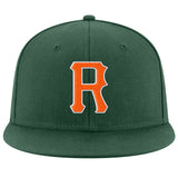 Custom Green Orange-White Stitched Adjustable Snapback Hat