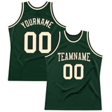 Custom Hunter Green Cream-Black Authentic Throwback Basketball Jersey