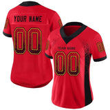 Custom Scarlet Black-Gold Mesh Drift Fashion Football Jersey