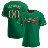 Custom Kelly Green Old Gold-Black Authentic Baseball Jersey