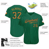 Custom Kelly Green White Pinstripe Old Gold-Black Authentic Baseball Jersey