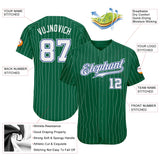 Custom Kelly Green White Pinstripe White-Royal Authentic Baseball Jersey