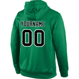 Custom Stitched Kelly Green Black-White Sports Pullover Sweatshirt Hoodie