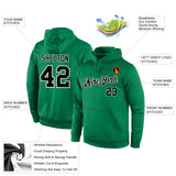 Custom Stitched Kelly Green Black-White Sports Pullover Sweatshirt Hoodie