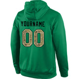 Custom Stitched Kelly Green Camo-Cream Sports Pullover Sweatshirt Hoodie