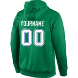 Custom Stitched Kelly Green White-Royal Sports Pullover Sweatshirt Hoodie