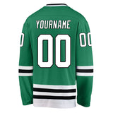 Custom Kelly Green White-Black Hockey Jersey