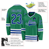 Custom Kelly Green Royal-White Hockey Jersey