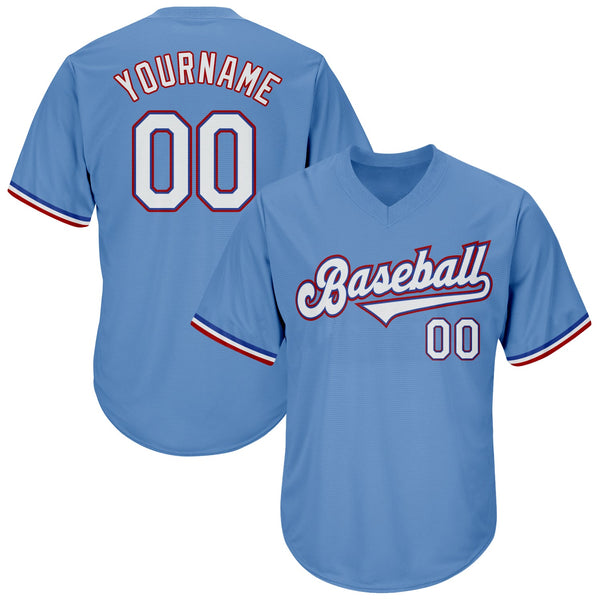 Custom Team Red Baseball White Authentic Light Blue Jersey Discount –  snapmade