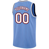 Custom Light Blue Red Pinstripe White-Navy Authentic Basketball Jersey