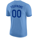 Custom Light Blue Royal-Red Performance T-Shirt