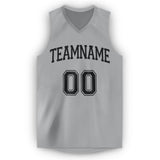 Custom Gray Black V-Neck Basketball Jersey