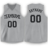 Custom Gray Black V-Neck Basketball Jersey