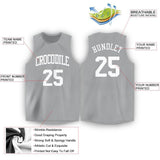 Custom Gray White Round Neck Basketball Jersey