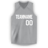 Custom Gray White V-Neck Basketball Jersey