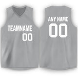 Custom Gray White V-Neck Basketball Jersey